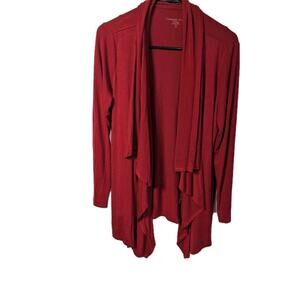 Coldwater Creek Cardigan SHIRT Women's Open Front Draped Long Sleeve Red XS Top
